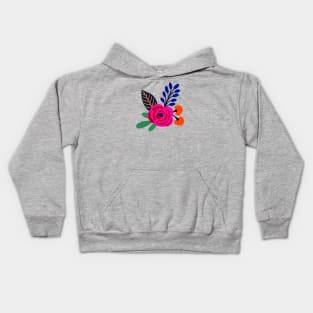 Bold boho flower blooms Kids Hoodie